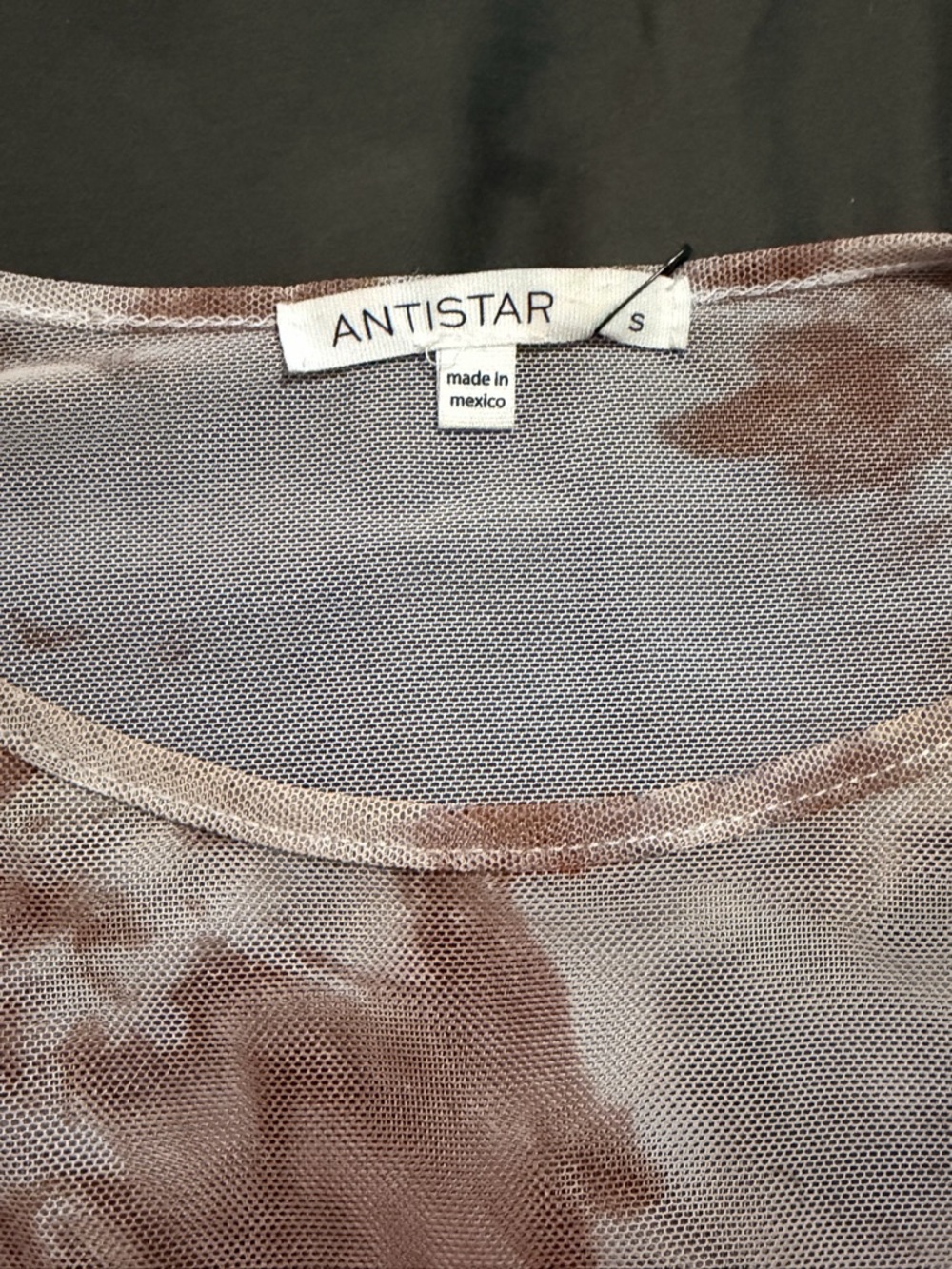 ANTISTAR Brown Tie-Dye Mesh Top